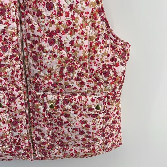 NWT J. Crew Factory floral print quilted full zip cold weather winter vest sz L - Picture 4 of 6